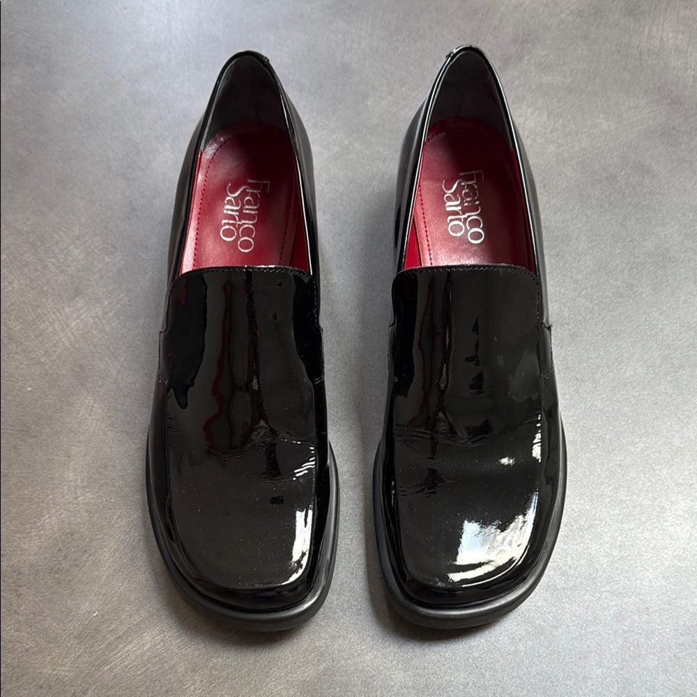 Franco Sarto Black Patent Leather Loafers
